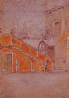 James Abbott Mcneill Whistler Wall Art - The Staircase Note in Red